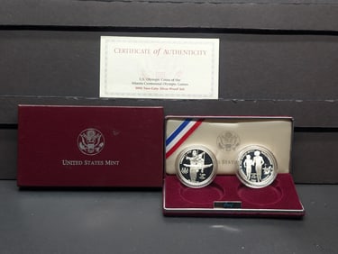 1995-P PROOF Olympic Blind Runner & Gymnast Commemorative 2-Coin Set in OGP w/ COA