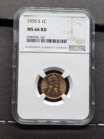 1955-S Lincoln Wheat Cent - NGC MS66 RD