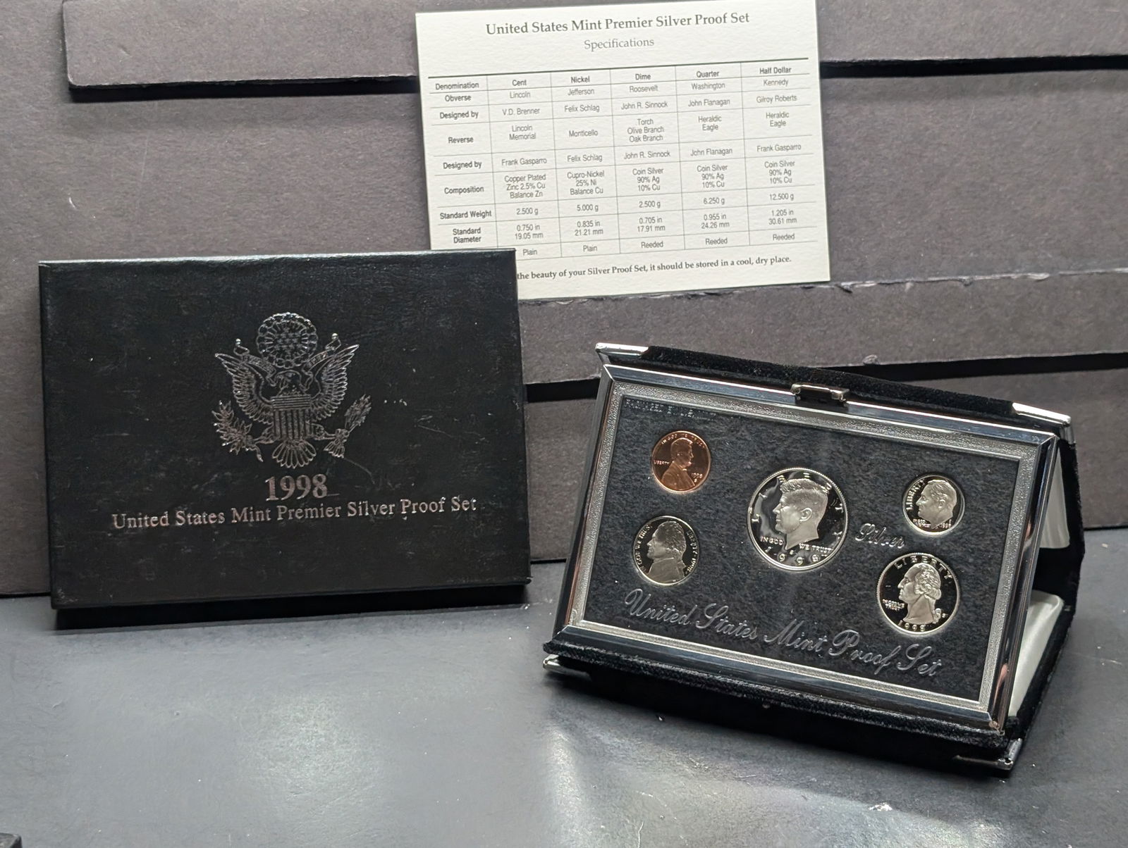 1998-S U.S. Mint Premier Silver Proof Set in OGP w/ COA (1 of 4)