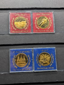 Lot of Four 22k Gold *LAYERED* Commemorative Medals in Protective Cases - London, Leed's Castle,