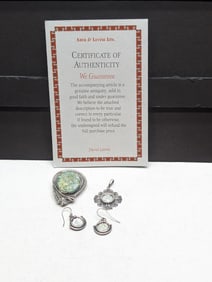 Ancient Roman Glass SOLID SILVER Jewelry Set w/ COA - Earrings, Pendant & Brooch - VERY PRETTY!!