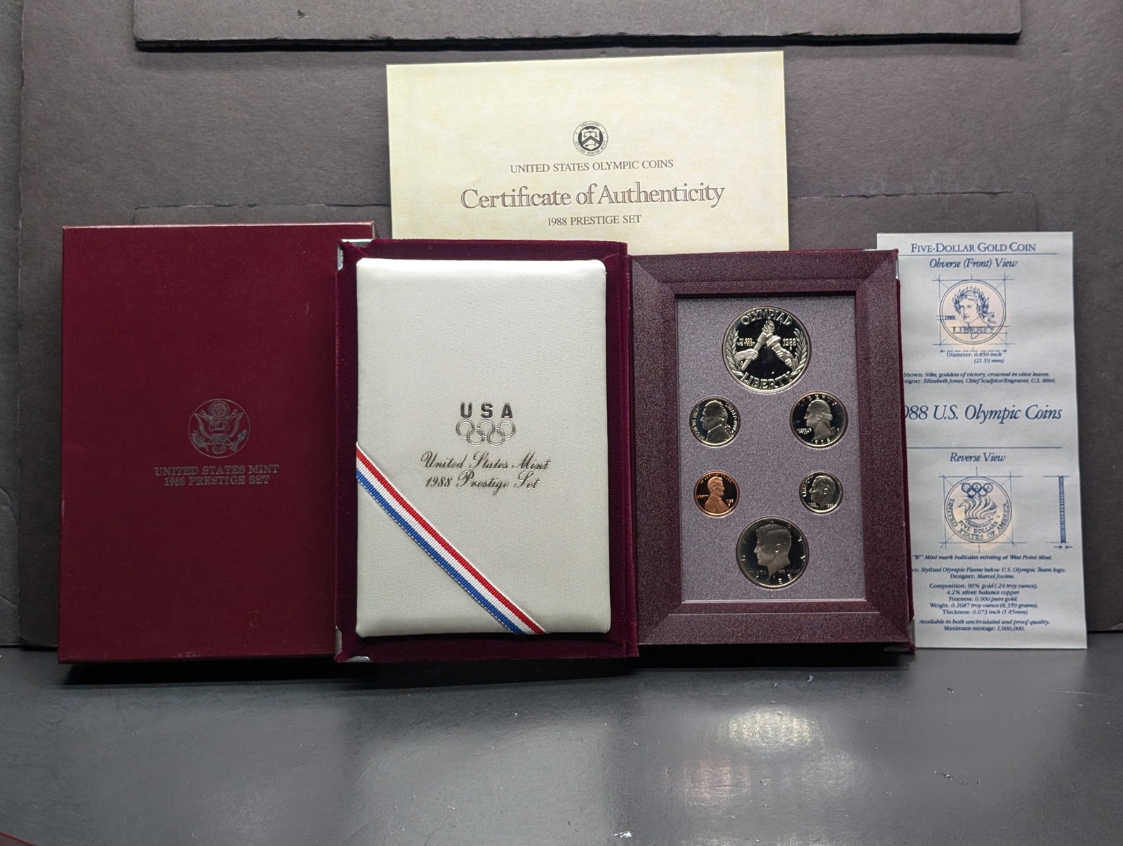 1988-S U.S. Mint Prestige Set in OGP w/ COA - Olympic & Liberty Torches: 1988-S U.S. Mint Prestige Set in OGP w/ COA - Olympic & Liberty Torches