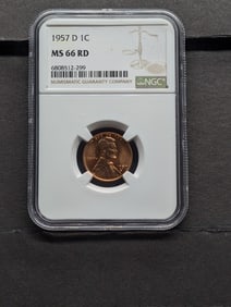 1957-D Lincoln Wheat Cent - NGC MS66 RD