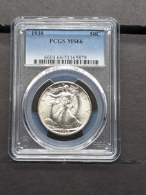 **SEMI-KEY DATE** 1938 Walking Liberty Half Dollar - PCGS MS66