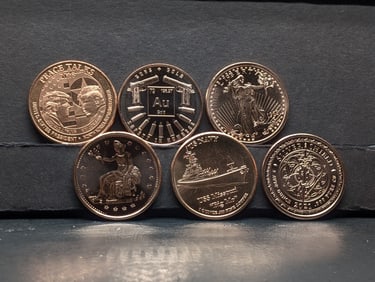 1 Oz. Each .999 FINE COPPER Various Designed Rounds (6 PCS)