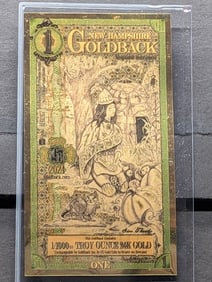 1/1000th Troy Oz. 24k PURE GOLD 2024 $1.00 New Hampshire Goldback