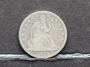 1859 w/ Drapery Seated Liberty Half Dollar **VG**