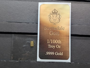 1/100th Troy Oz. .9999 PURE GOLD Scottsdale Designed Miniature Art Bar