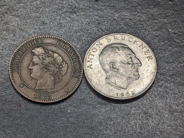 1962 Austria 25 Silver Schilling & 1873-A France 10 Centimes