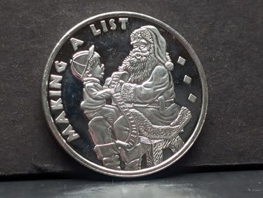 2005 - 1 Oz. .999 FINE SILVER Making a List Designed Round