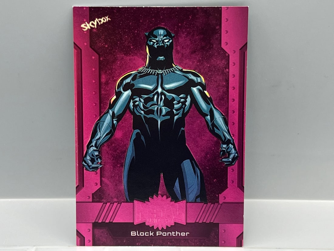 2024 Skybox Marvel Metal Universe Avengers Black Panther Pink #03/75: 2024 Skybox Marvel Metal Universe Avengers Black Panther Pink #03/75