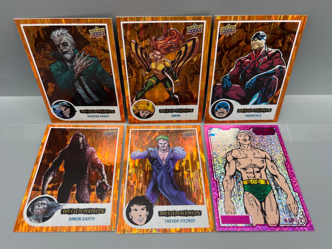 Lot of (6) 2024 Upper Deck Marvel Beginnings Orange Rainbow Bridge Parallels #/199 & Upper Deck (1 of 2)