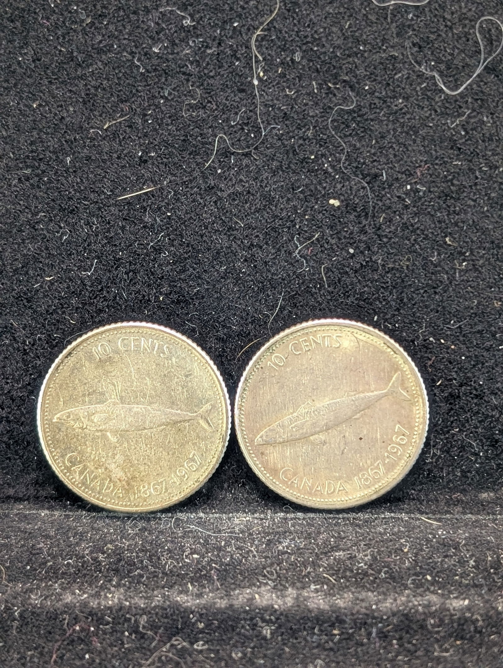 Lot of (2) 1967 Canada Centennial Dimes .500 Silver (1 of 2)