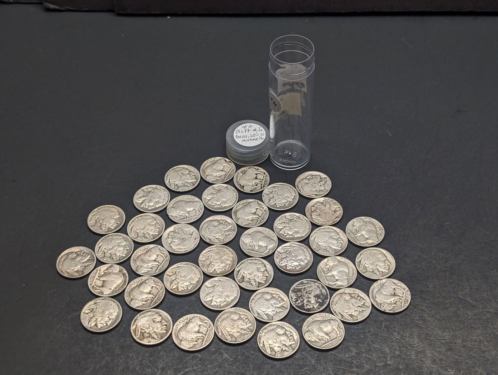 Tube of Mixed Date Buffalo Nickels teens, 20's, 30's (1 of 5)