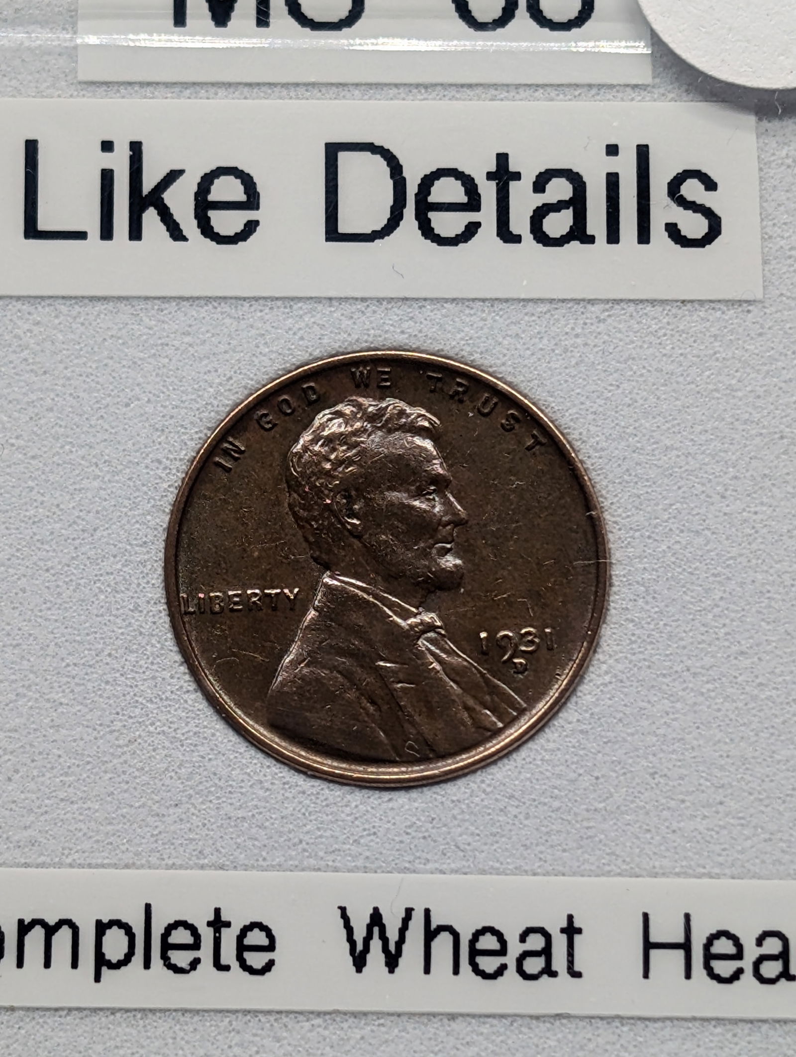 1931-D Wheat, Complete Wheat Heads, MS-63 Like (1 of 3)