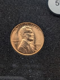 1955-S Whea t Cent (incorrectly labeled as PROOF)