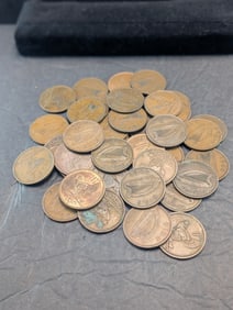 38 Australia Large Pennies. Circulated.