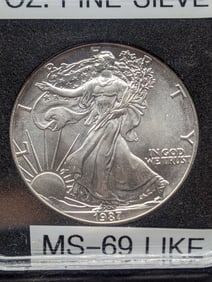 1987 AM. 1 OZ. Silver Eagle, MS-69 Like