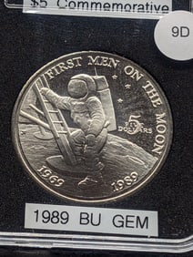 First Man on the Moon, $5 Commemorative 1989 BU-GEM