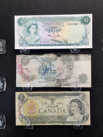 (3) English Related Notes Canada, England, Bahamas signed by Skeeter Davis and Hank Snow