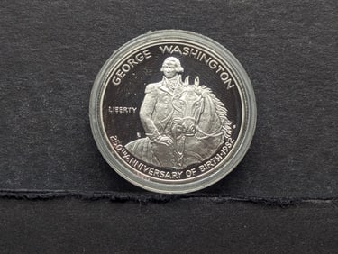1982- S George Washington Half, 90% Silver GEM-BU PROOF Commemorative (box labeled with incorrect