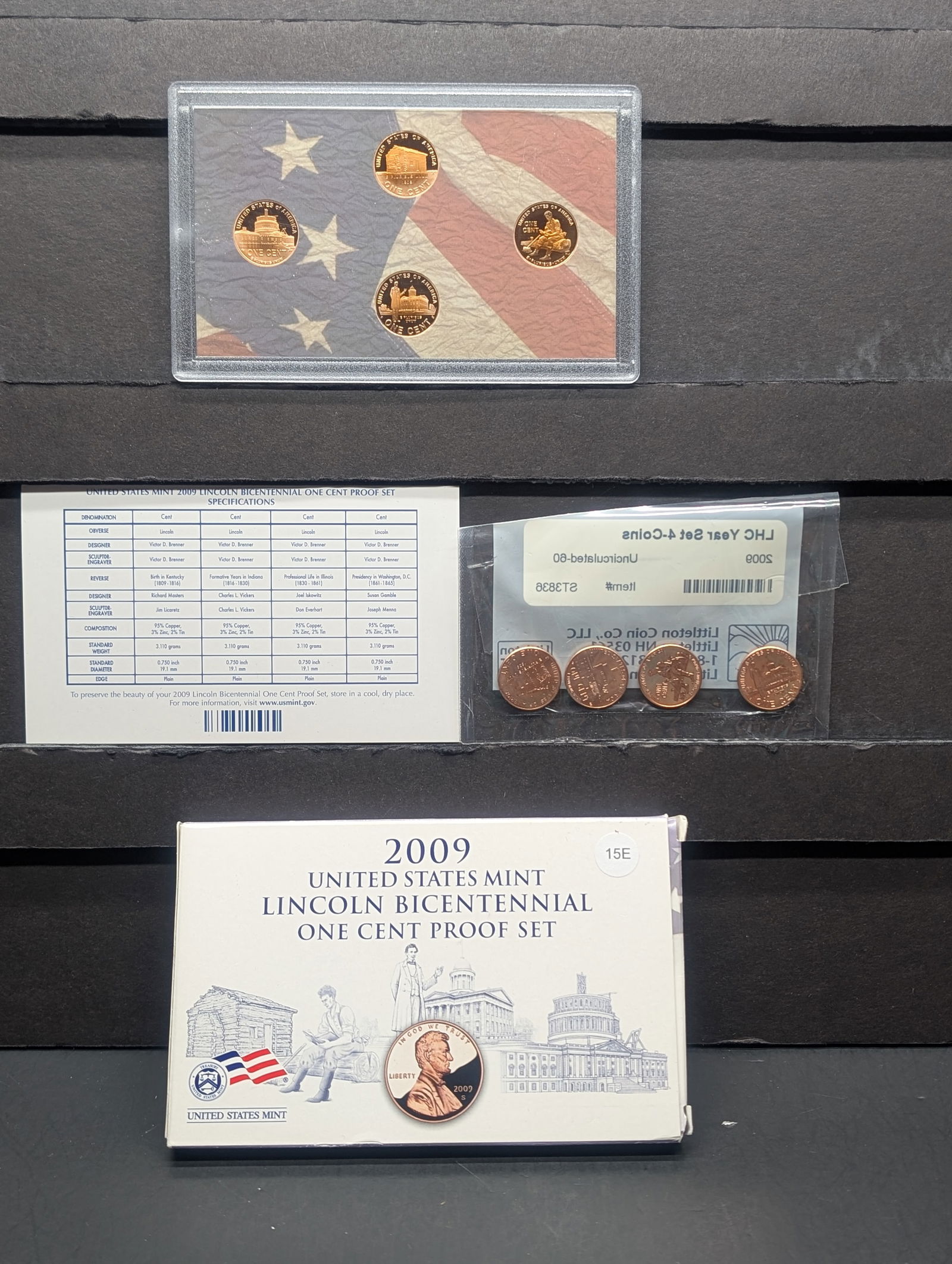 2009 -S U.S. Mint Lincoln BI-CENT One Cent Proof Set & Littleton 2009 UNC Set (1 of 6)