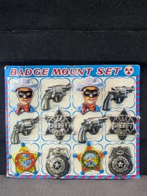 Vintage Badge Mount Set Pins Made Of L itho Tin Inspired By The Lone Ranger