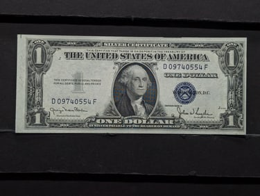 1935-D One Dollar Blue Seal Silver Certificate off center