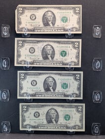 (4) 1976 Two Dollar Jefferson Notes