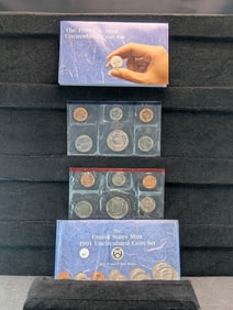 1991 US Mint Uncirculated Coin Set P and D Mint Marks
