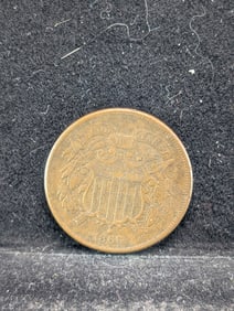 1866 2 Cents Piece with Partial "WE" - Nice!