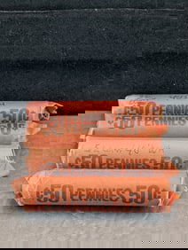 Four Rolls Of 1940's Mixed Date Lincoln Wheat Cents With Some 1950'S