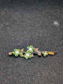 Green Rhinestone Flowers Hairpin