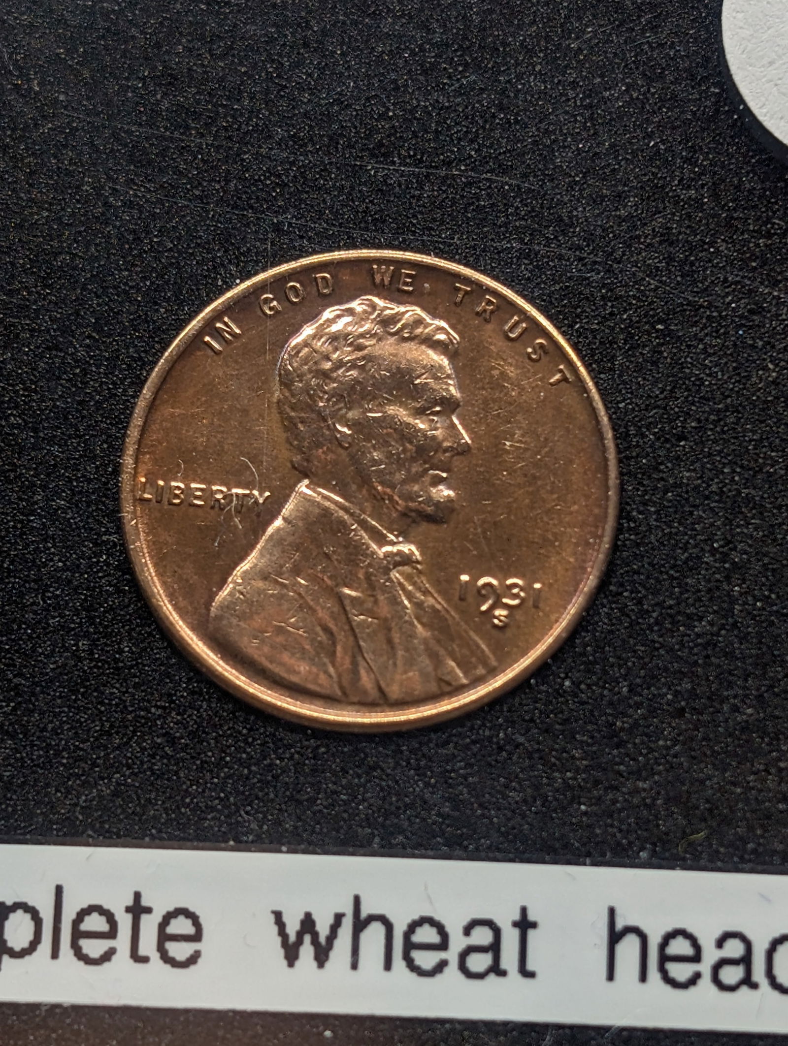 1931-S Wheat, MS-63 Like, Complete Wheat Heads, RARE DATE (1 of 3)