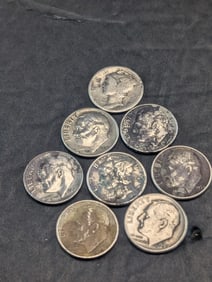 (8) Silver Dimes Roosevelt and Mercury