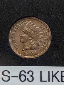 1904  Indian Head Cent, Full Liberty, 4 Diamonds, MS-63 Like