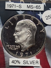 1971-S IKE Dollar, 40% Silver, MS-65 Like, Absolute Beauty