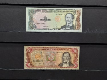 Dominican Republic 1 & 5 Dollar Notes