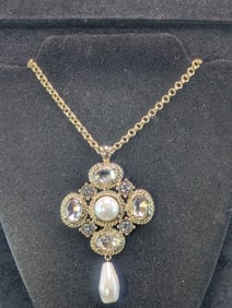 Vintage 34" Chico Necklace w/ Gold Color Chain and Stones