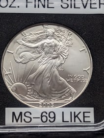 2005 AM. $1.00 1 OZ. Silver Eagle, MS-69 Like