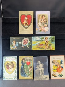 Eight Vintage Valentine Postcards