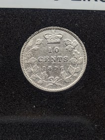 1896 Canada Silver 10 Cent, Rare Coin, EF-45 Like