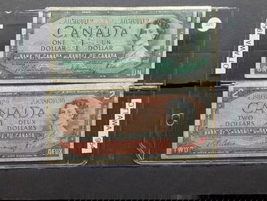 1954 OTTAWA $1.00 and $2.00 Bills
