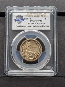 2017-S Native American Dollar First Day Issue Enhanced UNC Set PCGS SP70