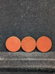 3-WWII Food Ration Tokens, OPA Red Point