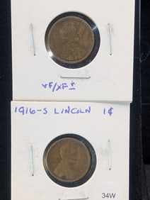 1916-S & 1919-S Lincoln Wheat Cents