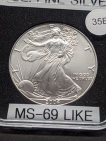 2004 AM. $1.00 1 OZ. Silver Eagle, MS-69 Like