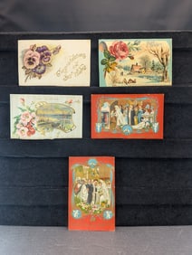 Five Vintage Wedding Postcards