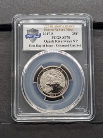 2017-S Ozark Riverways NP Quarter First Day of Issue Enhanced UNC Set PCGS SP70