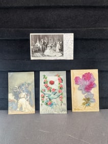 Four Vintage Wedding Postcards